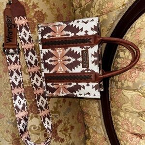 Wrangler Geometric Brown and Cream Tote